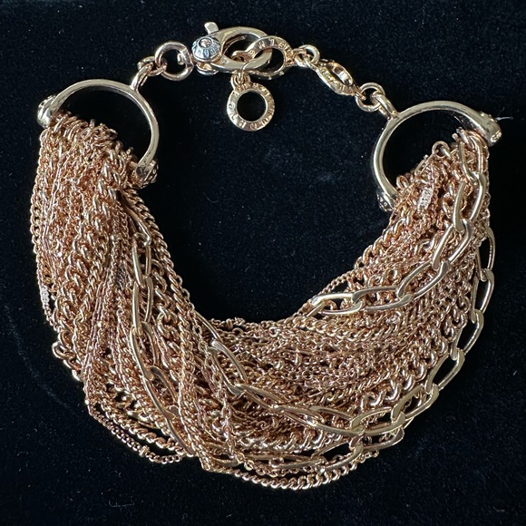 Henri Bendel Vintage Multi-Strand Rose Gold Chain Statement Bracelet